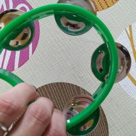 lemonlala Plastic Musical Percussion Tambourines, Dual Alloy Recording Combo Tambourine, Cutaway Half Blossom with 4 Bells photo review