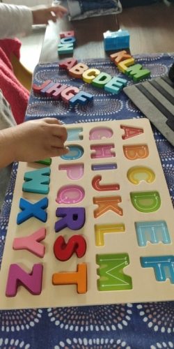 lemonlala Wooden Puzzles for Toddlers,Wooden Alphabet Number Puzzles Toddler Learning Puzzle Toys for Kids Ages 2 3 4 photo review
