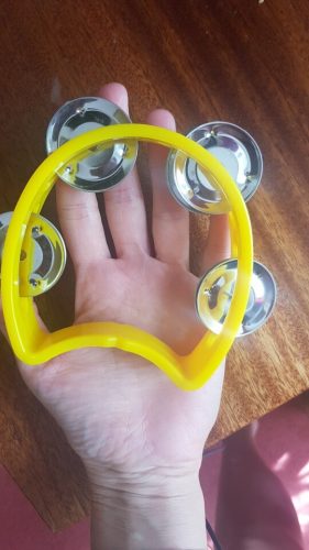lemonlala Plastic Musical Percussion Tambourines, Dual Alloy Recording Combo Tambourine, Cutaway Half Blossom with 4 Bells photo review